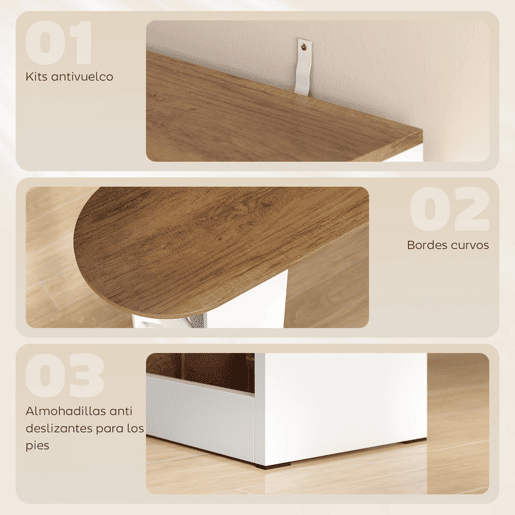 HOMCOM Mesa de Bar Extensível e Rotativa 360°, Mesa Alta de Cozinha com Prateleiras Abertas e 2 Portas de Vidro para Sala de Jantar, 150x80x105,5 cm, Branco e Madeira