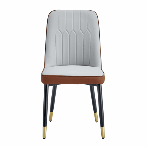 Cadeiras de sala de jantar 2 unidades - modernas e simples com encosto em PU - cor combinada - cinza claro + castanho