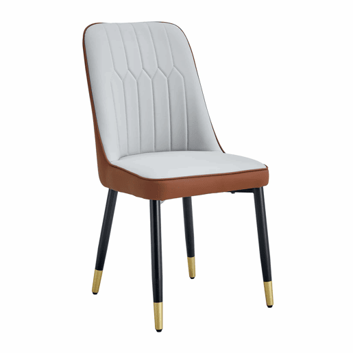 Cadeiras de sala de jantar 2 unidades - modernas e simples com encosto em PU - cor combinada - cinza claro + castanho