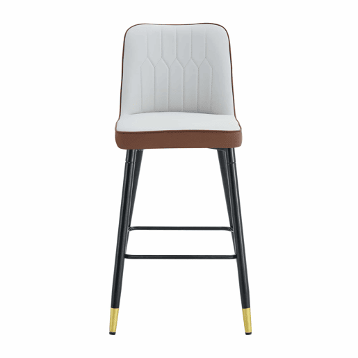 Conjunto de 2 bancos de bar de 100 cm - estofados em pele sintética com apoio para os pés e estrutura metálica - castanho e preto, cinzento claro