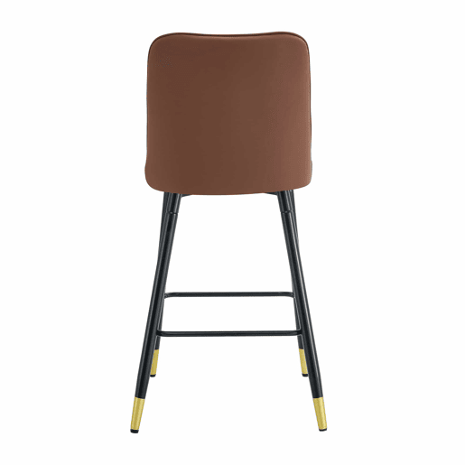 Conjunto de 2 bancos de bar de 100 cm - estofados em pele sintética com apoio para os pés e estrutura metálica - castanho e preto, cinzento claro
