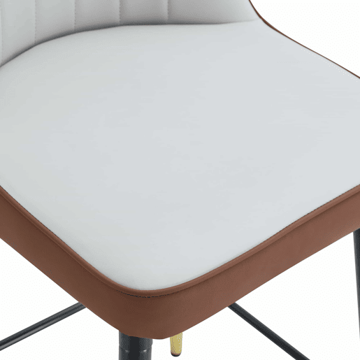 Conjunto de 2 bancos de bar de 100 cm - estofados em pele sintética com apoio para os pés e estrutura metálica - castanho e preto, cinzento claro