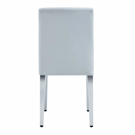 Cadeiras de sala de jantar, 4 unidades - design minimalista europeu, estofadas em PU cinza claro texturizado e pernas metálicas prateadas - Cinza Claro e Prata