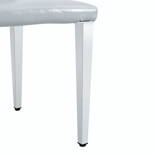 Cadeiras de sala de jantar, 4 unidades - design minimalista europeu, estofadas em PU cinza claro texturizado e pernas metálicas prateadas - Cinza Claro e Prata
