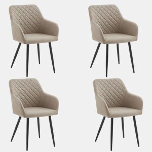 Conjunto de 4 cadeiras de jantar Diamond, conjunto de 4 cadeiras estofadas para sala de estar, cadeiras para sala de estar - Bege