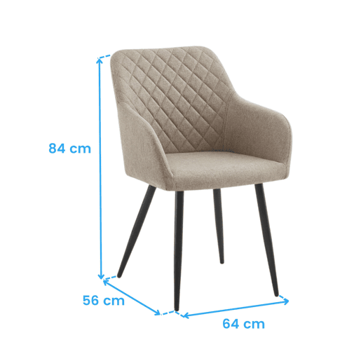 Conjunto de 4 cadeiras de jantar Diamond, conjunto de 4 cadeiras estofadas para sala de estar, cadeiras para sala de estar - Bege
