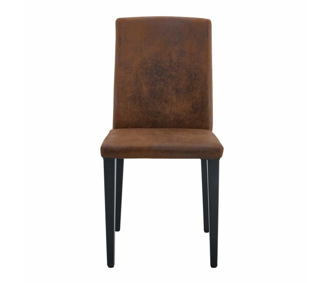 Sillas de comedor 2 unidades - estilo europeo minimalista, tela marrón y patas metálicas negras - marrón y negro
