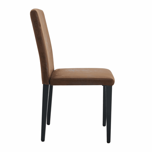 Cadeiras de sala de jantar 2 unidades - estilo europeu minimalista, tecido castanho e pernas metálicas pretas - castanho e preto Cadeiras de sala de jantar 2 unidades - estilo europeu minimalista, tecido castanho e pernas metálicas pretas - castanho e preto
