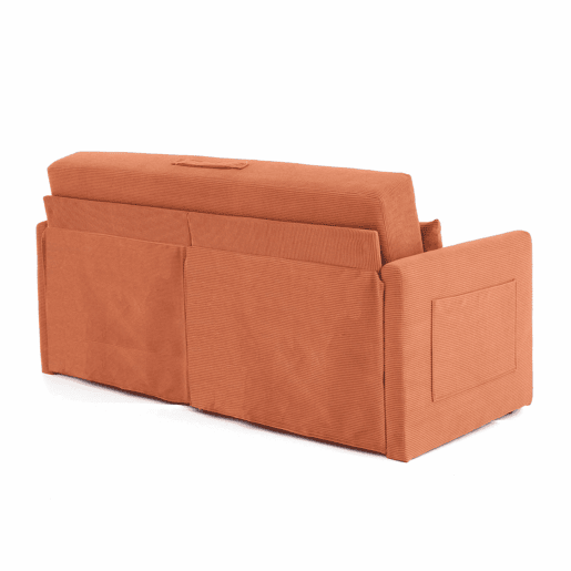 Sofá-cama de 2 lugares 165 x 92 x 82 cm - sofá dobrável 2 em 1, tecido de veludo cotelê, com 2 almofadas lombares e 2 bolsos laterais - laranja Sofá-cama de 2 lugares 165 x 92 x 82 cm - sofá dobrável 2 em 1, tecido de veludo cotelê, com 2 almofadas lombares e 2 bolsos laterais - laranja