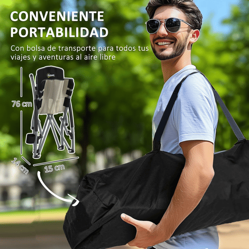 Outsunny Pack de 2 Cadeiras de Praia Dobráveis Leves Cadeiras de Campismo Portáteis Baixas com Encosto de Malha Tecido Oxford 600D Porta-copos Apoio de Braços Bolsa para Campismo Suporta até 120 kg Preto