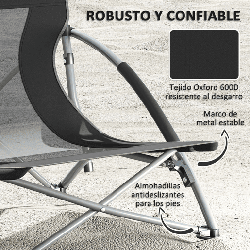 Outsunny Pack de 2 Cadeiras de Praia Dobráveis Leves Cadeiras de Campismo Portáteis Baixas com Encosto de Malha Tecido Oxford 600D Porta-copos Apoio de Braços Bolsa para Campismo Suporta até 120 kg Preto