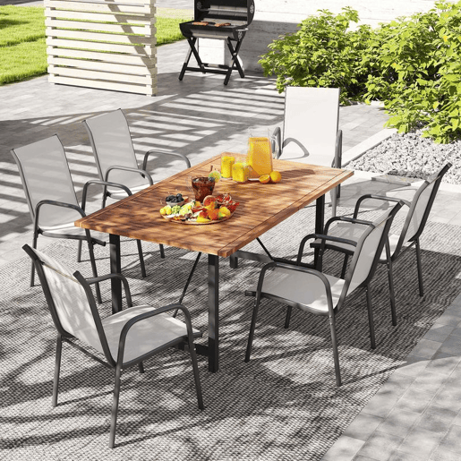 Outsunny Conjunto de 6 Cadeiras de Jardim Empilháveis Cadeiras de Exterior com Apoio de Braços Assento e Encosto em Malha Respiráveis Estrutura Metálica Resistente 51x69x87 cm Cinza