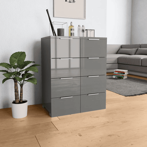 Aparador - Bufete - Móvei de apoio 60x35x80 cm derivados de madeira cinza brilhante pt3566 Aparador - Bufete - Móvei de apoio 60x35x80 cm derivados de madeira cinza brilhante pt3566