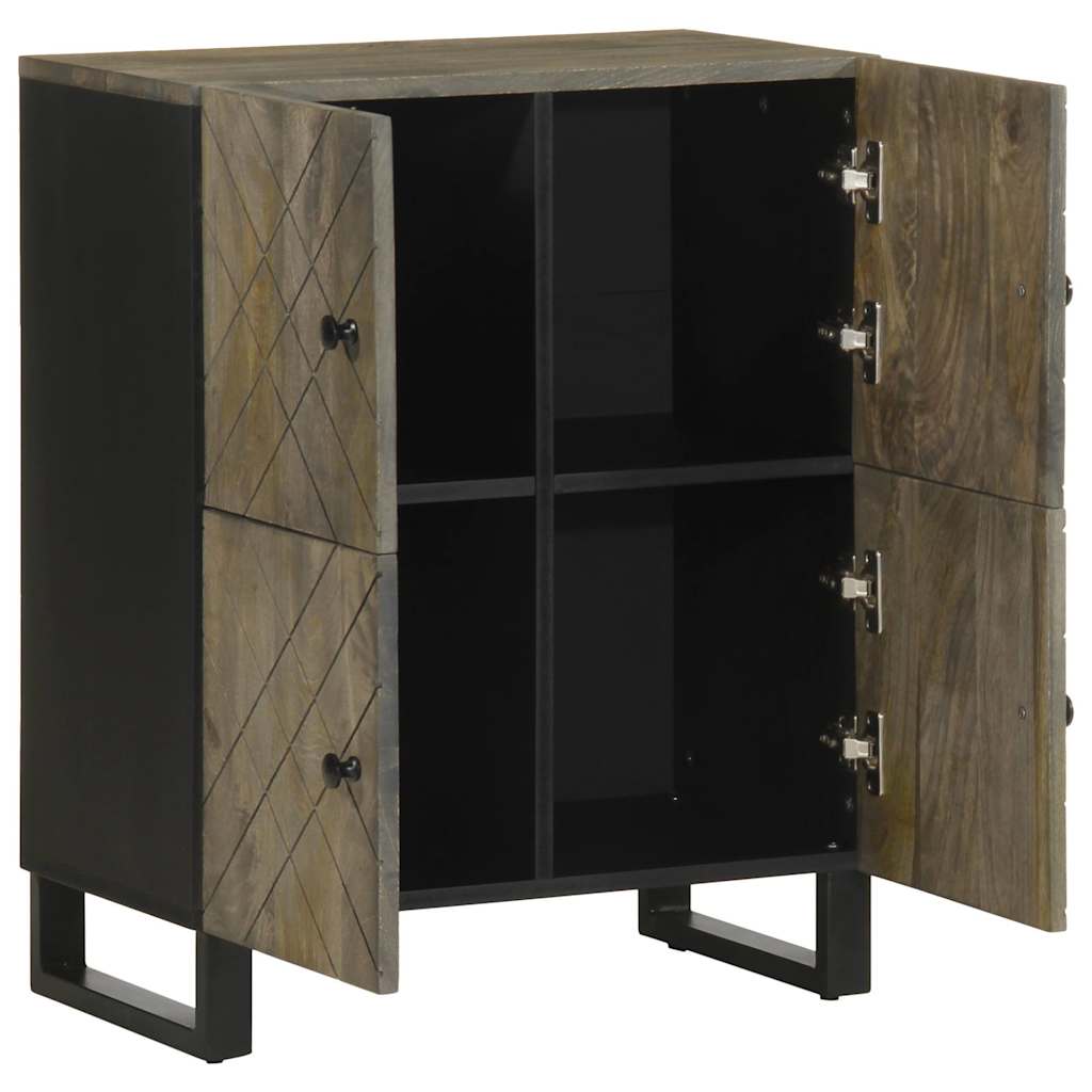 Aparador - mueble de almacenamiento negro 60x33x75 cm madera maciza mango es4803