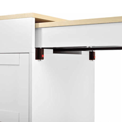 Ilha de cozinha com rodas 130 cm - com mesa extensível, prateleira para especiarias e gavetas, ilha de cozinha móvel independente - Branco