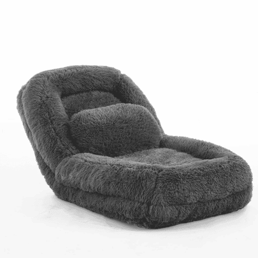 Sofá tipo cama humana - 5 posições ajustáveis, sofá multifuncional para jogos, meditação e relaxamento, tecido felpudo - Cinza escuro