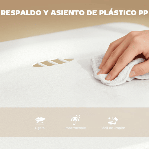 HOMCOM Conjunto de 6 Cadeiras Dobráveis de Plástico e Aço Cadeiras Dobráveis com Encosto Curvo Assento Côncavo com Ventilação Para Espaços Pequenos Sala de Estar Sala de Jantar Cozinha 48,5x47x75 cm Branco