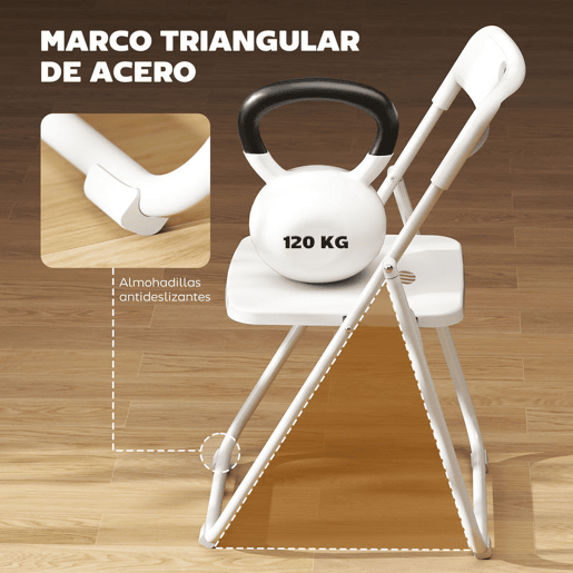 HOMCOM Conjunto de 6 Cadeiras Dobráveis de Plástico e Aço Cadeiras Dobráveis com Encosto Curvo Assento Côncavo com Ventilação Para Espaços Pequenos Sala de Estar Sala de Jantar Cozinha 48,5x47x75 cm Branco