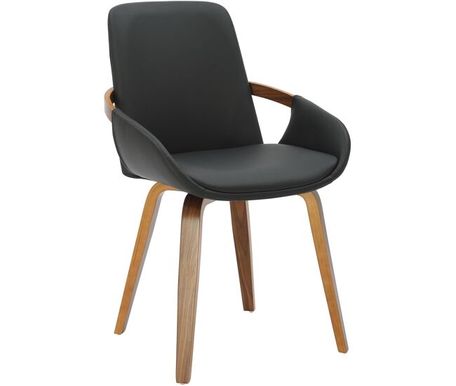 Silla de comedor Bertol Simil cuero Nogal/negro 58X53X85 cm