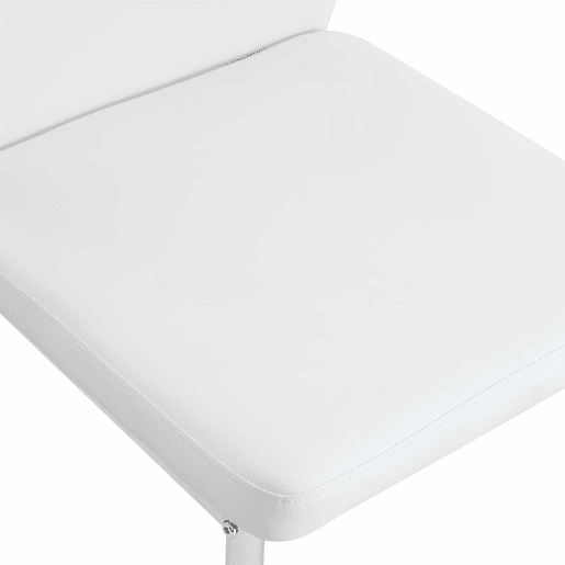 Conjunto de 4 cadeiras de jantar - Estilo luxuoso e leve, encosto em PU branco com padrão vertical + pernas metálicas douradas - Branco + Dourado