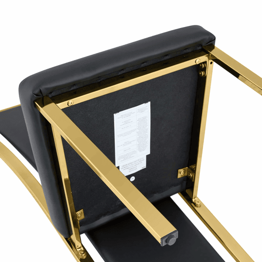 Cadeiras de sala de jantar 4 unidades 109 cm - design minimalista europeu, estofadas em PU preto com detalhes dourados e estrutura metálica dourada - Preto e Dourado