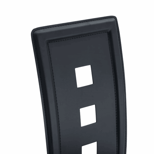 Cadeiras de sala de jantar 2 peças - design europeu com padrão perfurado, PU preto + pernas metálicas prateadas - Preto+Prata