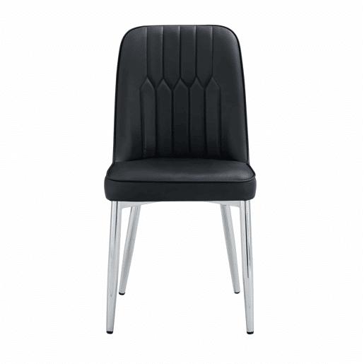 Cadeiras de sala de jantar (2 unidades) - design moderno e minimalista, assento largo, encosto e pernas metálicas prateadas - preto e prateado