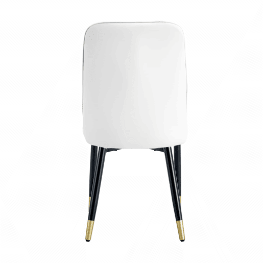 Conjunto de 2 cadeiras de jantar modernas - encosto em PU branco e pernas em metal preto - Branco+Preto