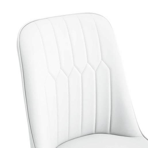 Conjunto de 2 cadeiras de jantar modernas - encosto em PU branco e pernas em metal preto - Branco+Preto