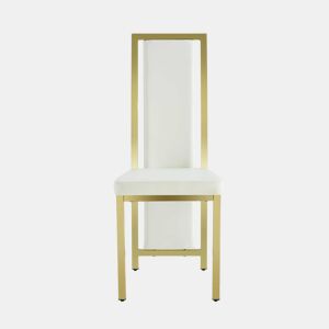 Cadeiras de sala de jantar 4 unidades 109 cm - design minimalista europeu, estofadas em PU branco com estrutura metálica dourada - Branco e Dourado
