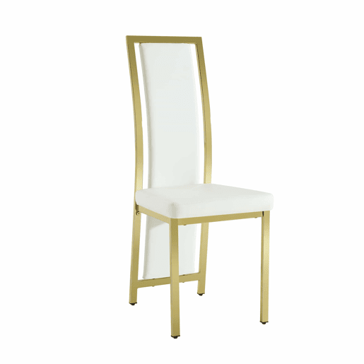 Cadeiras de sala de jantar 4 unidades 109 cm - design minimalista europeu, estofadas em PU branco com estrutura metálica dourada - Branco e Dourado