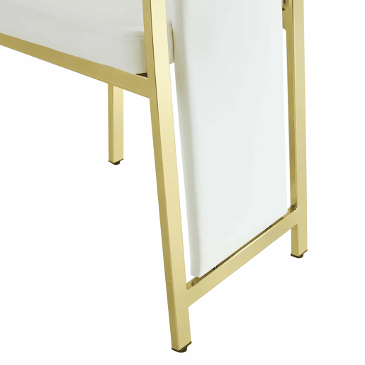Cadeiras de sala de jantar 4 unidades 109 cm - design minimalista europeu, estofadas em PU branco com estrutura metálica dourada - Branco e Dourado