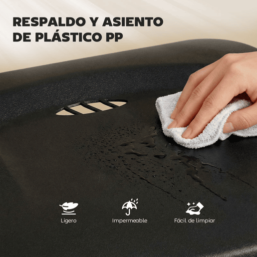 HOMCOM Conjunto de 6 Cadeiras Dobráveis de Plástico e Aço Cadeiras Dobráveis com Encosto Curvo Assento Côncavo com Ventilação Para Espaços Pequenos Sala de Estar Sala de Jantar Cozinha 48,5x47x75 cm Preto