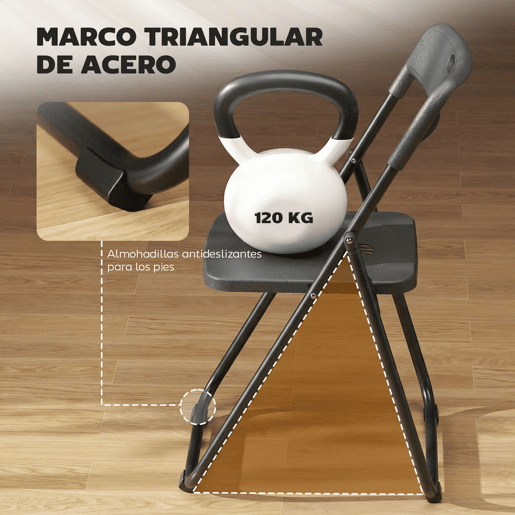 HOMCOM Conjunto de 6 Cadeiras Dobráveis de Plástico e Aço Cadeiras Dobráveis com Encosto Curvo Assento Côncavo com Ventilação Para Espaços Pequenos Sala de Estar Sala de Jantar Cozinha 48,5x47x75 cm Preto