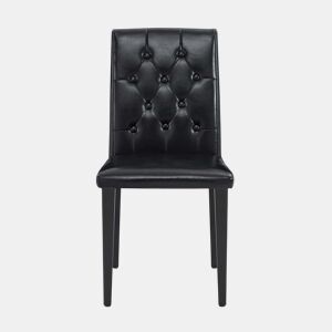 Conjunto de 4 cadeiras de jantar em preto puro - Luxo leve. A primeira escolha para salas de jantar europeias, com pernas de metal pretas para combinações versáteis. - Preto