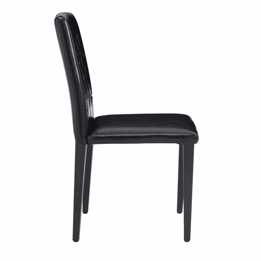 Conjunto de 4 cadeiras de jantar em preto puro - Luxo leve. A primeira escolha para salas de jantar europeias, com pernas de metal pretas para combinações versáteis. - Preto