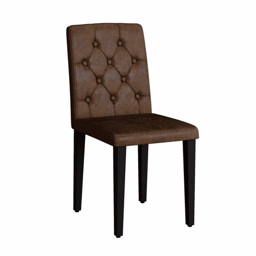 Cadeiras de sala de jantar 4 unidades - Estilo retro, tecido com efeito veludo, pernas de metal pretas - Castanho+Preto