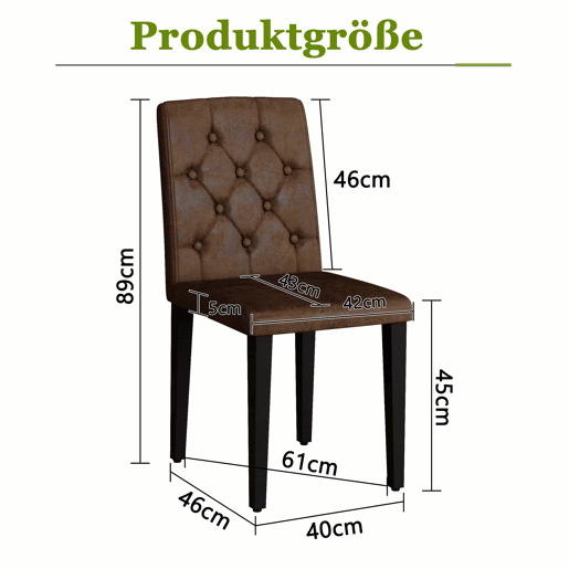 Cadeiras de sala de jantar 4 unidades - Estilo retro, tecido com efeito veludo, pernas de metal pretas - Castanho+Preto