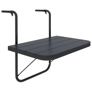 Outsunny Mesa Suspensa de Varanda, Mesa Dobrável de Alumínio para Grade, com Altura Ajustável em 4 Níveis, Adaptável a 4 Larguras, Suporta até 25 kg, para Jardim, 60x40x55-64 cm, Preto