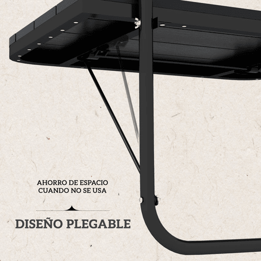 Outsunny Mesa Suspensa de Varanda, Mesa Dobrável de Alumínio para Grade, com Altura Ajustável em 4 Níveis, Adaptável a 4 Larguras, Suporta até 25 kg, para Jardim, 60x40x55-64 cm, Preto