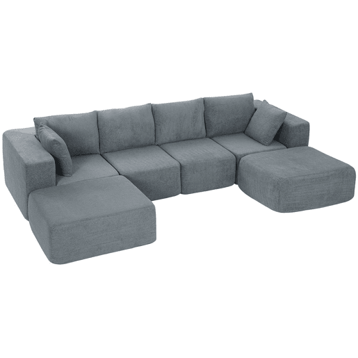 HOMCOM Sofá Modular em Forma de U, Sofá de Canto Seccional de 4 Lugares com 2 Banquetas, Almofadas, Apoios de Braço Largos, Sem Montagem, Assentos Amplos e Profundos, Estofado em Veludo, Cinzento Escuro HOMCOM Sofá Modular em Forma de U, Sofá de Canto Seccional de 4 Lugares com 2 Banquetas, Almofadas, Apoios de Braço Largos, Sem Montagem, Assentos Amplos e Profundos, Estofado em Veludo, Cinzento Escuro