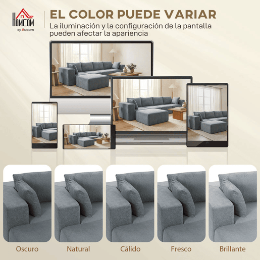 HOMCOM Sofá Modular em Forma de U, Sofá de Canto Seccional de 4 Lugares com 2 Banquetas, Almofadas, Apoios de Braço Largos, Sem Montagem, Assentos Amplos e Profundos, Estofado em Veludo, Cinzento Escuro HOMCOM Sofá Modular em Forma de U, Sofá de Canto Seccional de 4 Lugares com 2 Banquetas, Almofadas, Apoios de Braço Largos, Sem Montagem, Assentos Amplos e Profundos, Estofado em Veludo, Cinzento Escuro