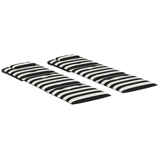 Outsunny Conjunto de 2 Esteiras de Praia Dobráveis, Portáteis com Encosto Ajustável, Almofada Acolchoada, Tecido Oxford 600D e Estrutura de Metal, para Jardim, 150x50x2 cm, Cinza e Branco