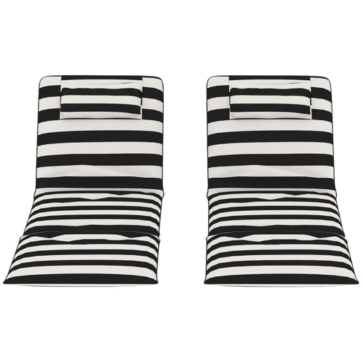 Outsunny Conjunto de 2 Esteiras de Praia Dobráveis, Portáteis com Encosto Ajustável, Almofada Acolchoada, Tecido Oxford 600D e Estrutura de Metal, para Jardim, 150x50x2 cm, Cinza e Branco