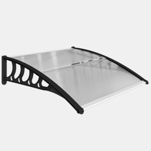 Outsunny Marquise Exterior para Portas e Janelas, 103x96,5 cm, Cobertura de Proteção contra Sol e Chuva, com Painel de Policarbonato, Suportes de PP e Régua de Alumínio, Transparente