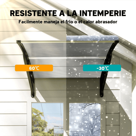 Outsunny Marquise Exterior para Portas e Janelas, 103x96,5 cm, Cobertura de Proteção contra Sol e Chuva, com Painel de Policarbonato, Suportes de PP e Régua de Alumínio, Transparente