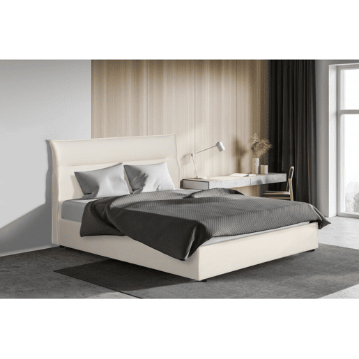 Cama de veludo Isola com caixa de arrumação - 160 x 200 cm - Bege