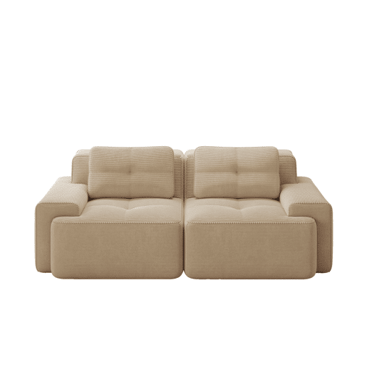 Sofá modular Boneless de 2 lugares - confortável, moderno, tipo nuvem, sofá-cama - bege