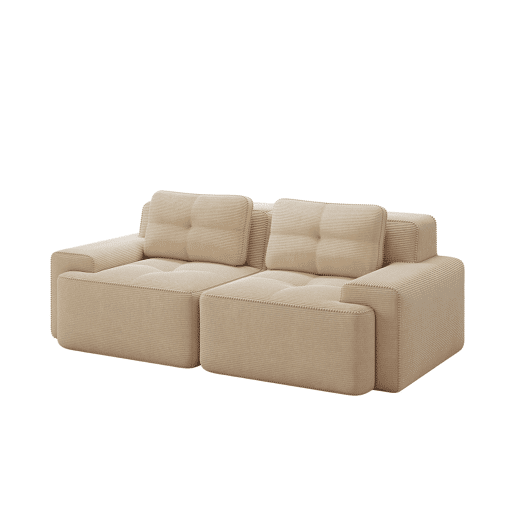 Sofá modular Boneless de 2 lugares - confortável, moderno, tipo nuvem, sofá-cama - bege