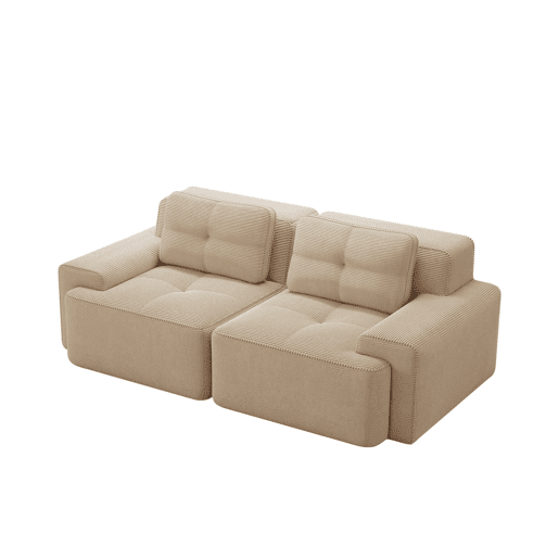 Sofá modular Boneless de 2 lugares - confortável, moderno, tipo nuvem, sofá-cama - bege